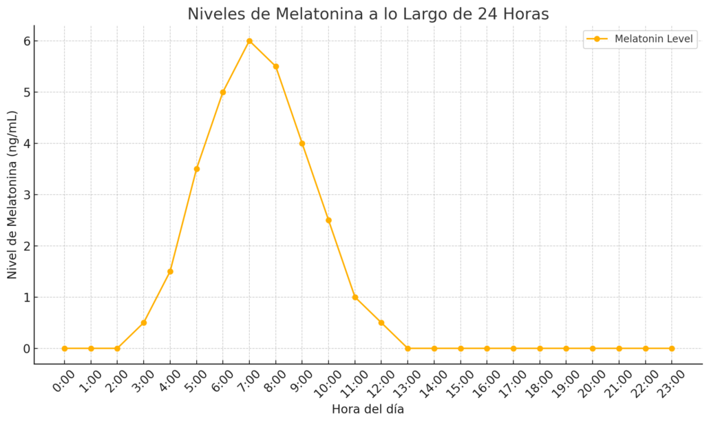 Niveles de melatonina en los ritmos circadianos